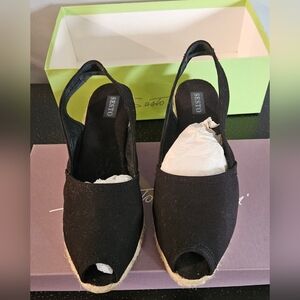 Black Espadrille Wedges Made In Spain Sz 8
